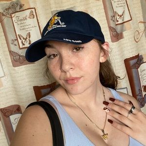 LIFE IS GOOD dog navy blue baseball cap snap back